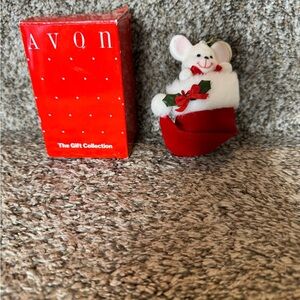 AVON Vintage Peekaboo Mouse Flocked‎ Mouse In Stocking
